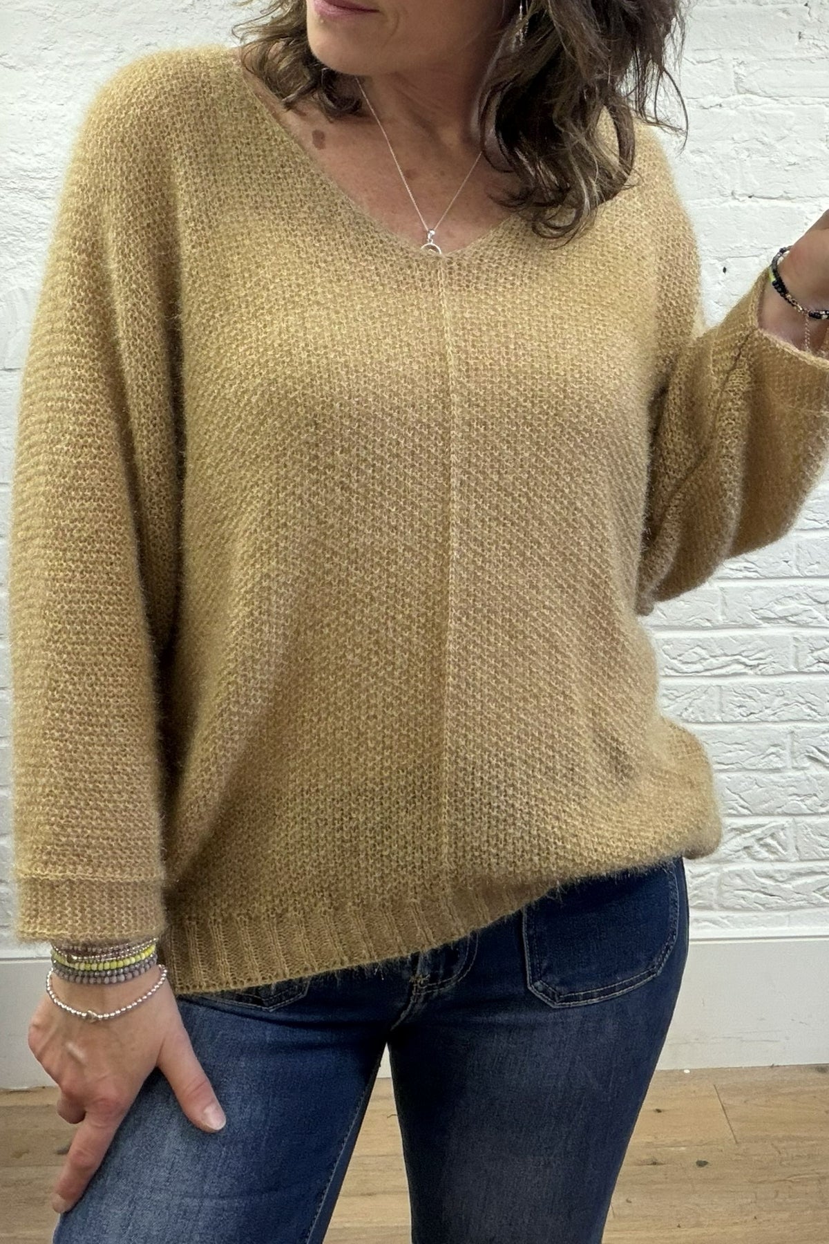 Jersey de cuello en V esponjoso