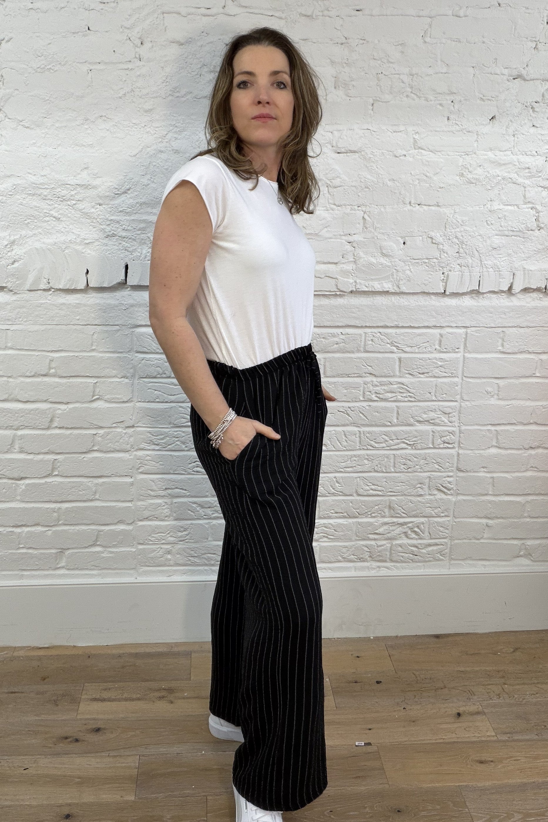 Birgitta Pinstripe Wide Leg Trousers