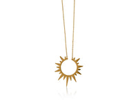 Helios Sun Burst Stainless Steel Pendant Necklace