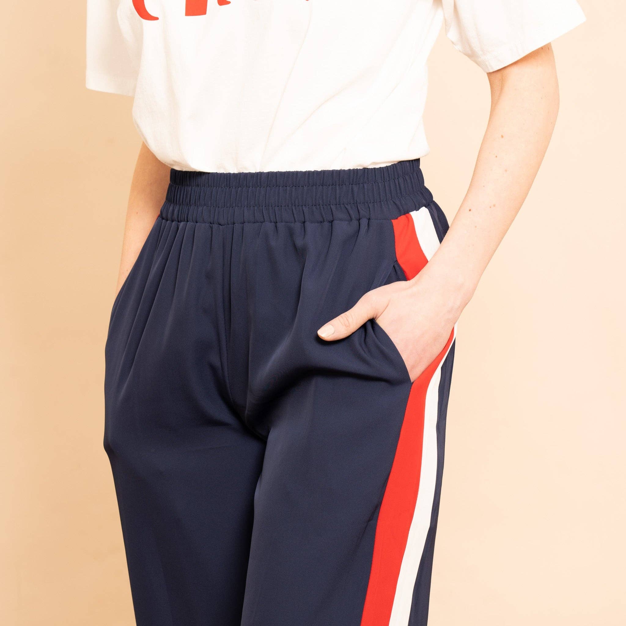 Double Stripe Wide Leg Trousers