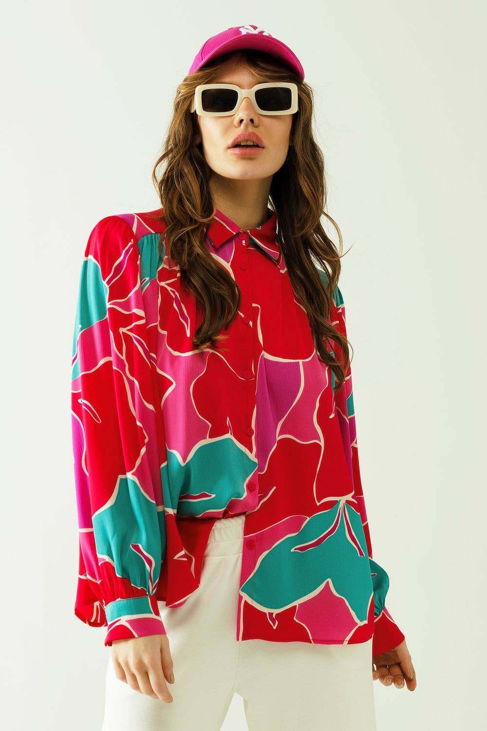 Satin Oversized Floral Top