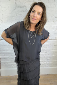 Vestido superpuesto de seda