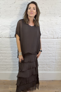 Vestido superpuesto de seda