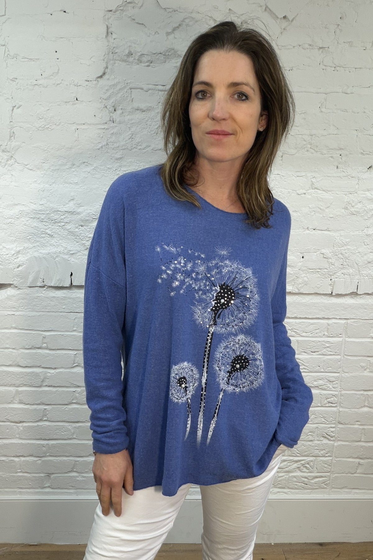 Weicher Strick mit Pusteblumen-Glitzer