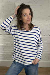 Soft Striped V-Neck Long Sleeve Top