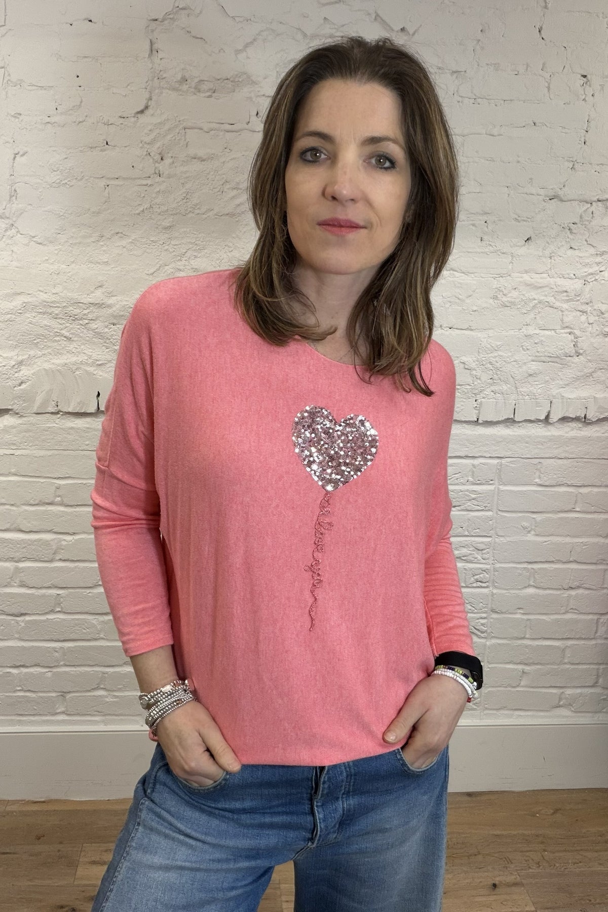 Sequin Balloon Heart Top