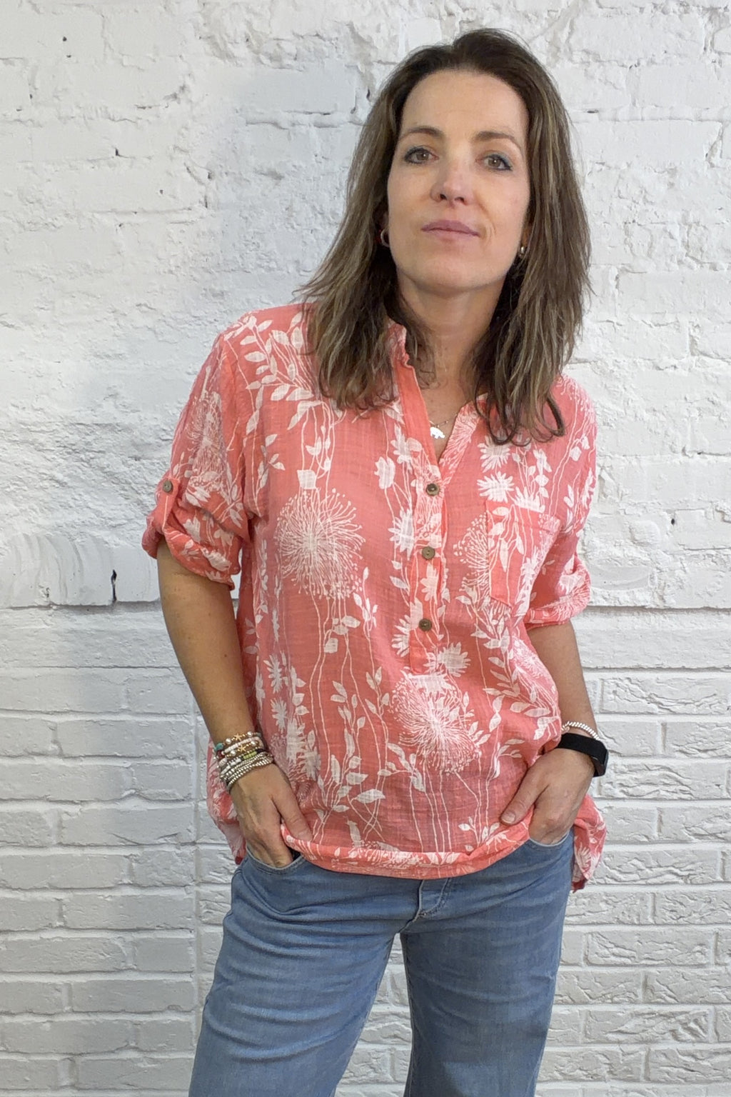 Dandelion Dream Roll-Sleeve Top