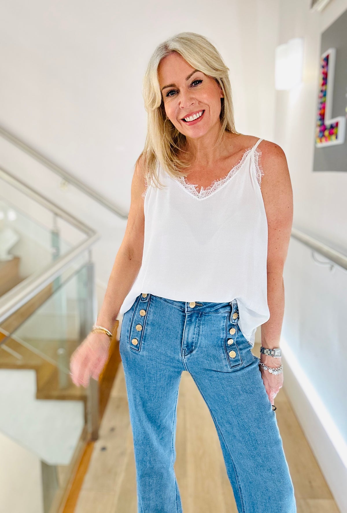 Crepe Lace Trim Cami