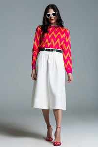 Fuchsia Jumper with Orange Zig Zag