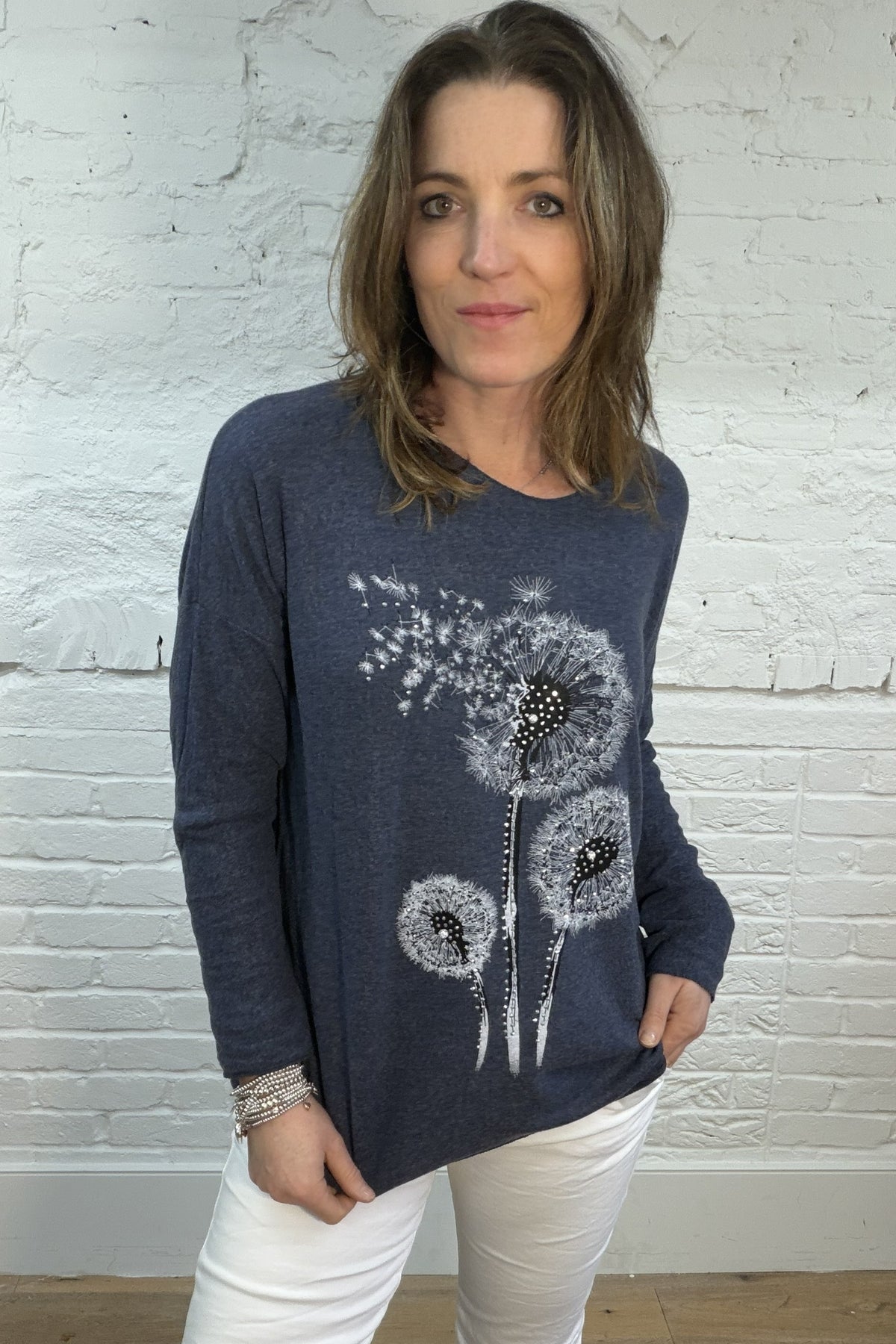 Weicher Strick mit Pusteblumen-Glitzer