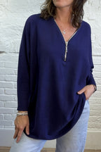 Julia Zip-Front Soft Knit