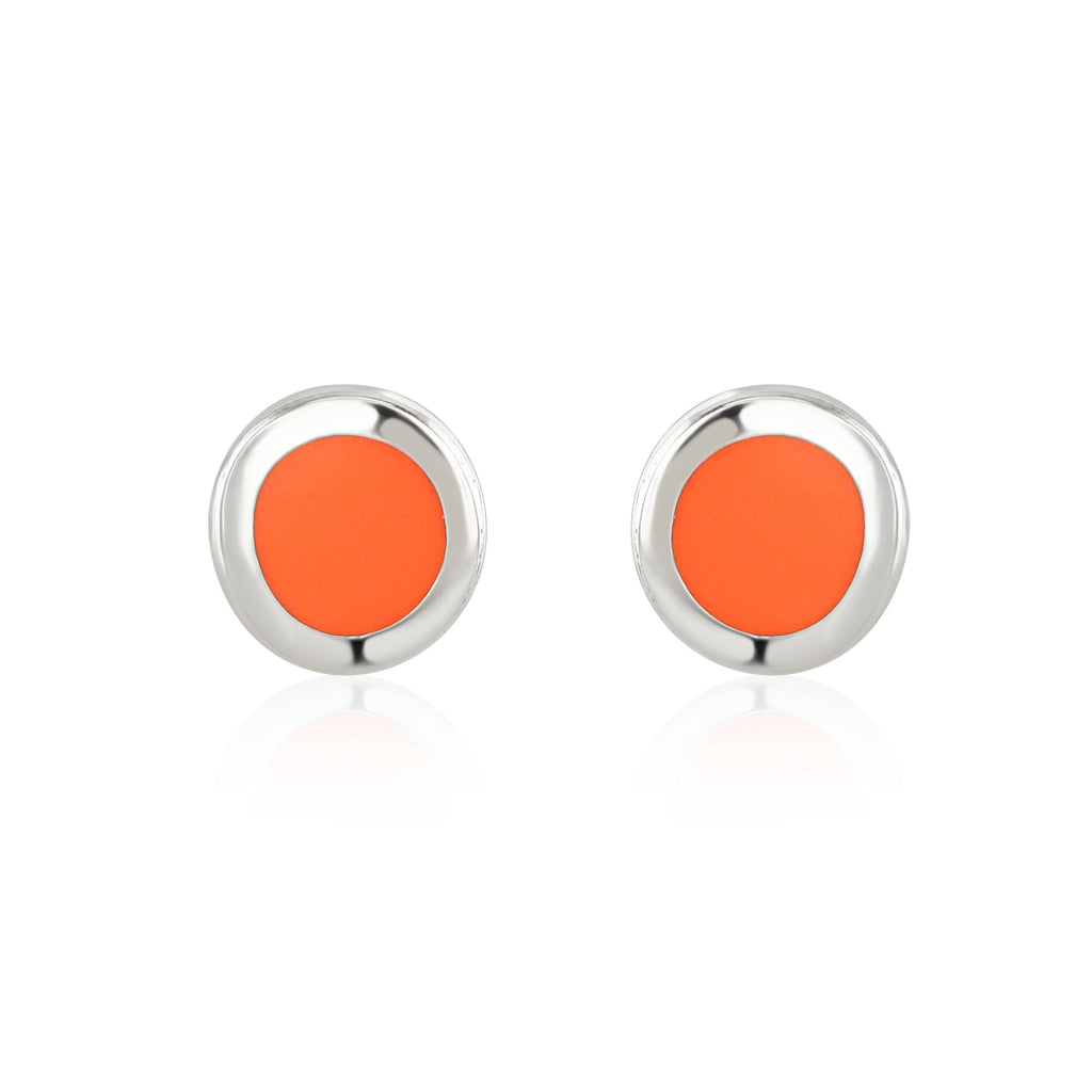 Neon Coral Enamel Studs