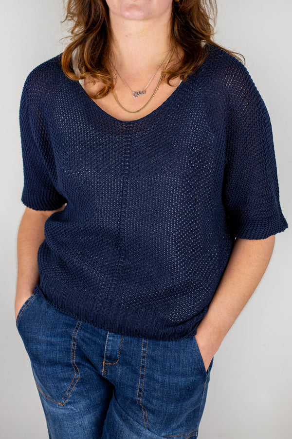 Mesh V-Neck Jumper