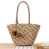 Eco Chic Straw Tote Bag with Pom-Pom Charm