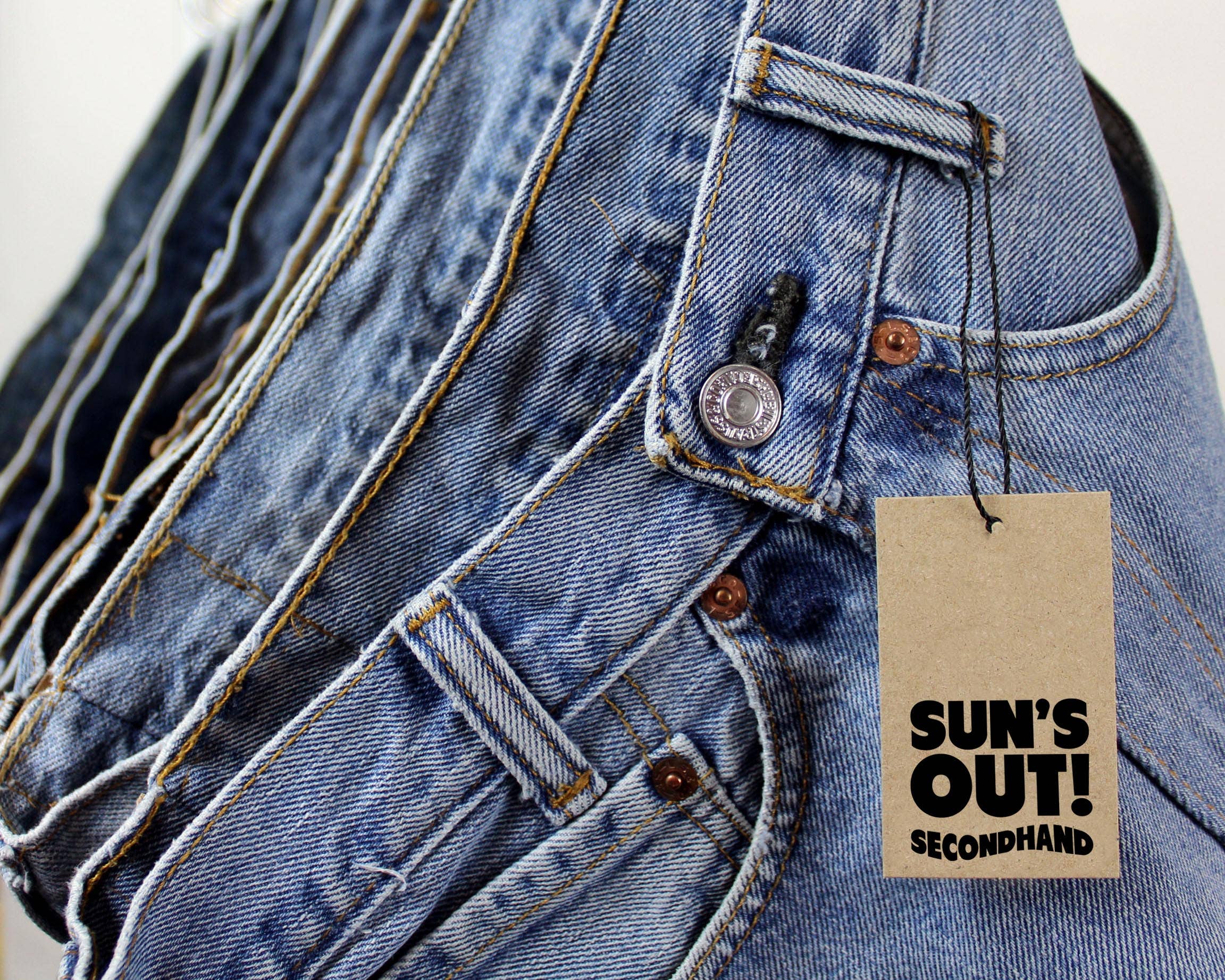 Low-Rise Upcycled Levi Denim Shorts - Original