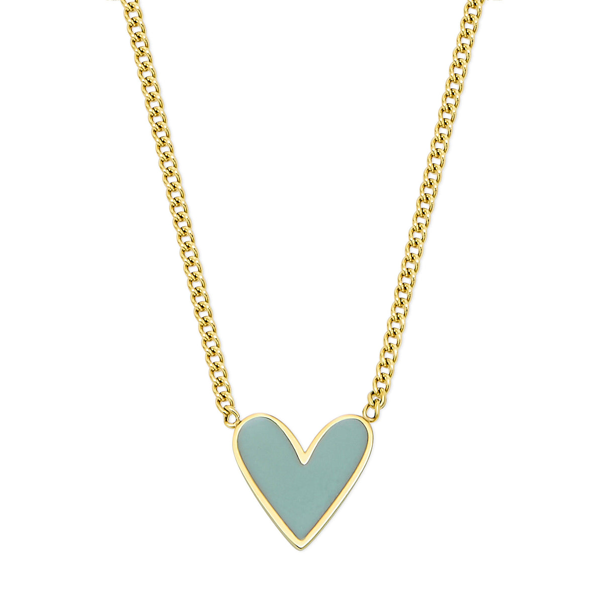 Gold Plated Heart Necklace with Mint Enamel