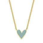 Gold Plated Heart Necklace with Mint Enamel