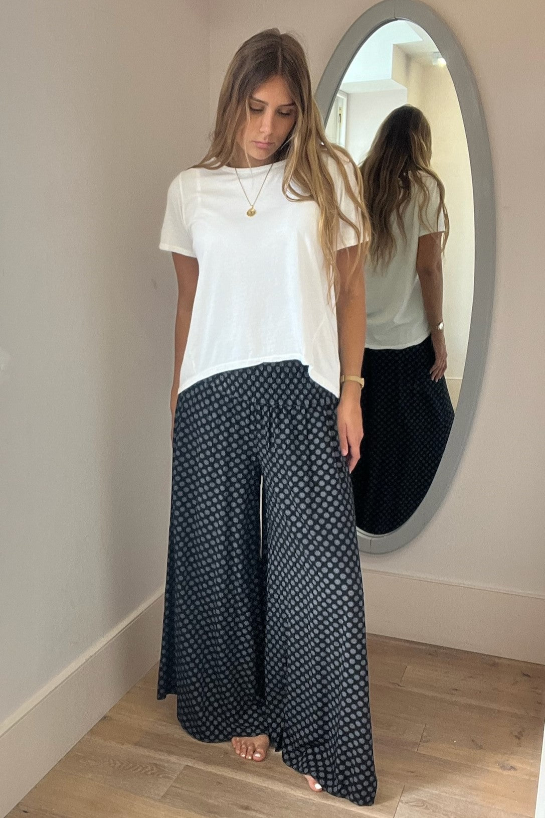 Circle Print Wide Leg Trouser