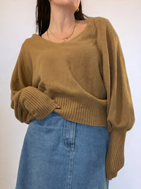 Balloon Sleeve V Neck Jumper