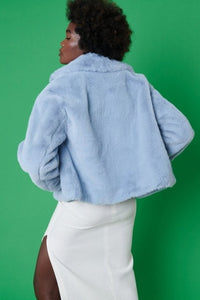 Jayley Blue Faux Fur Cropped Coat