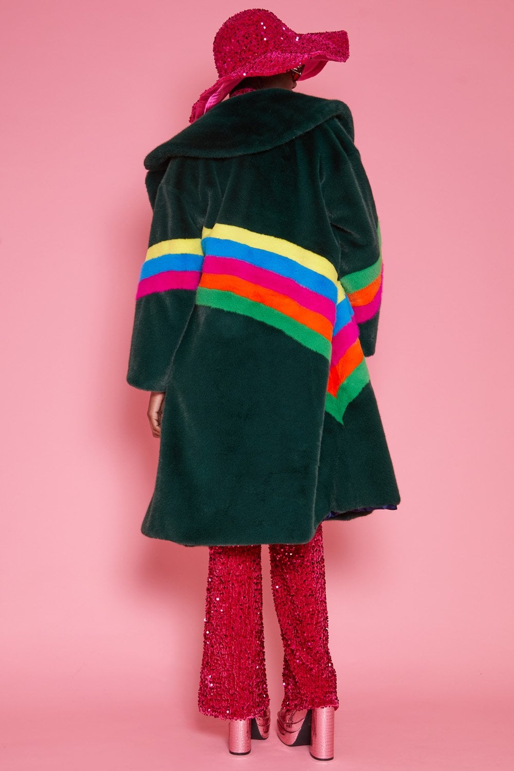 Jayley Handmade Eco Faux Fur Rainbow Coat