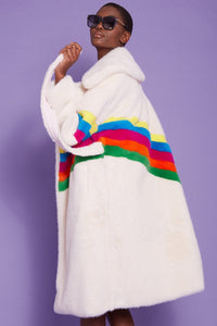 Jayley Handmade Eco Faux Fur Rainbow Coat