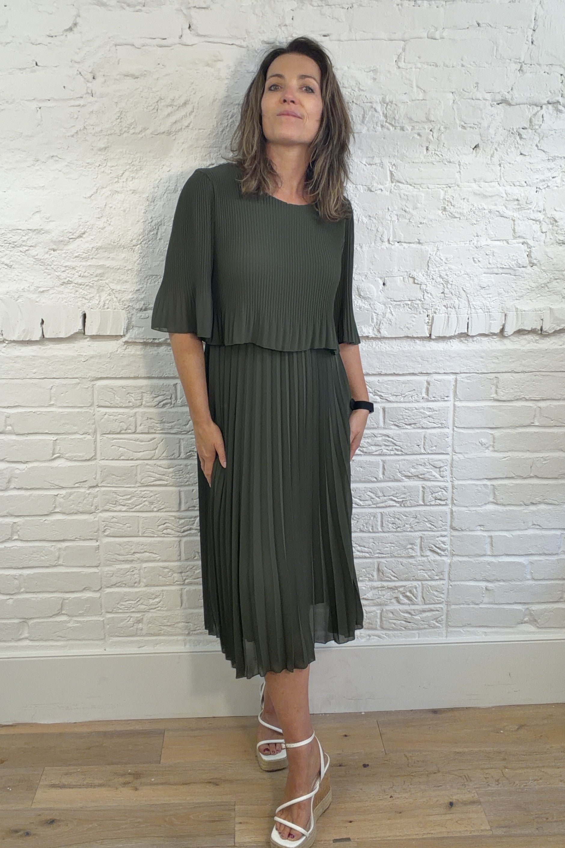 layered chiffon dresses uk Anais Layered Chiffon Dress Khaki