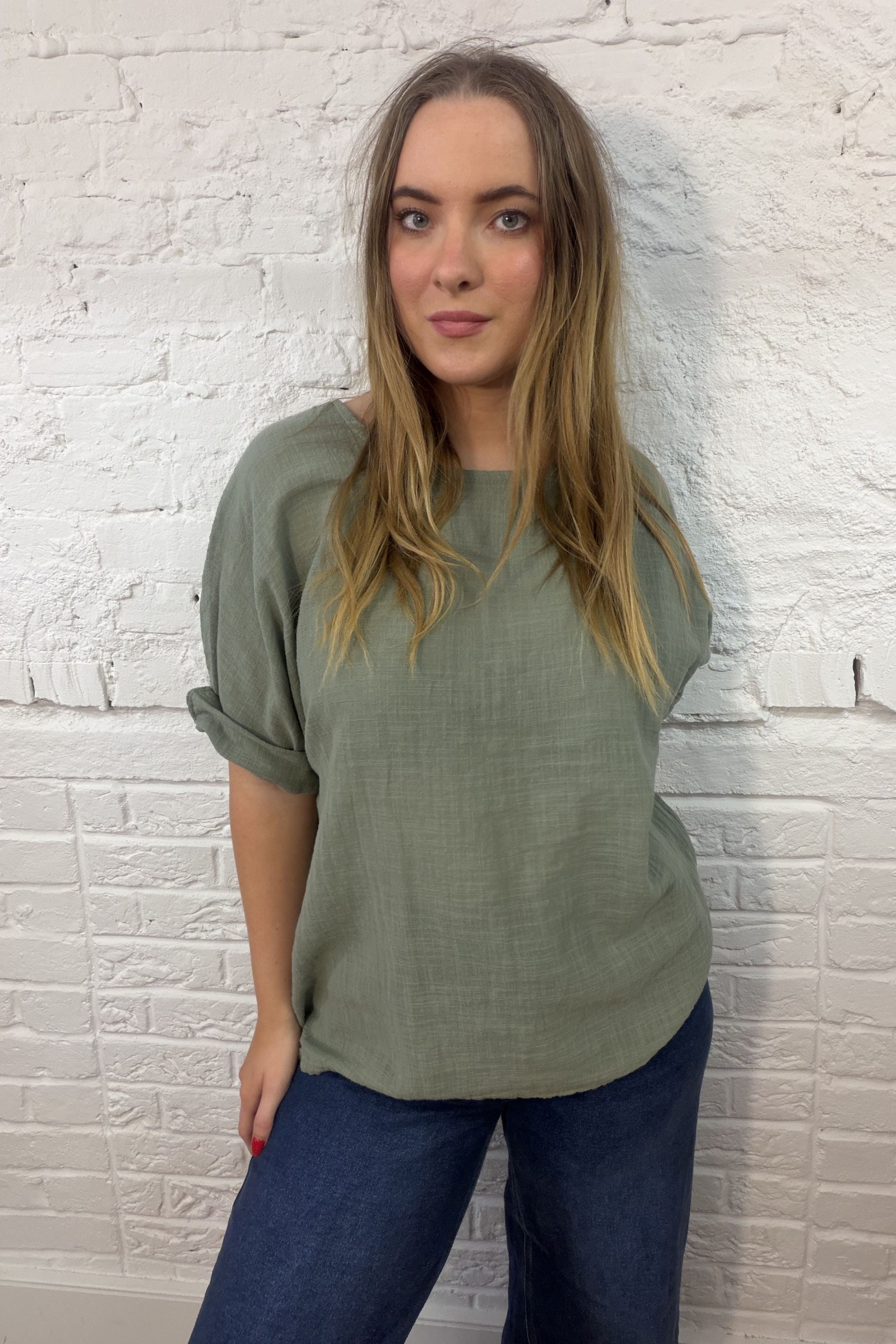 100% Cotton Plain Short Sleeve Top (Larger Fit)