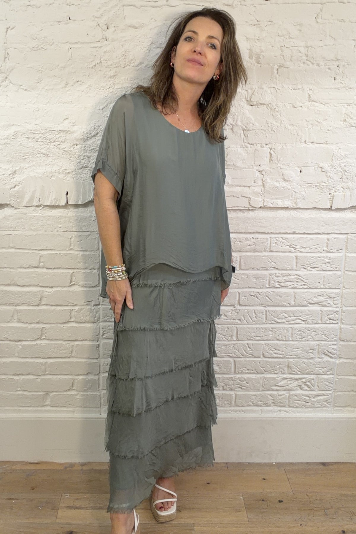 Vestido superpuesto de seda