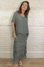 Kleid mit Seiden-Overlay