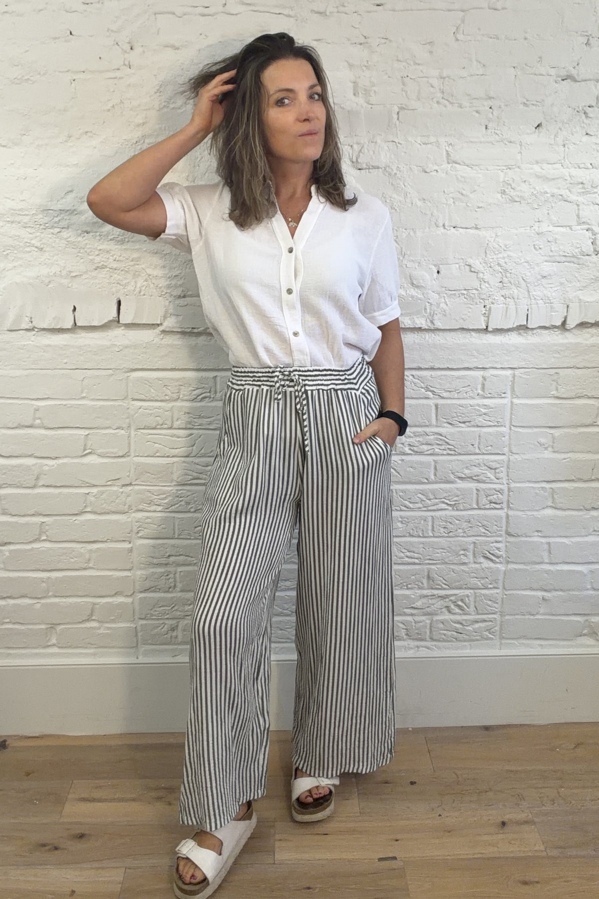 Cleo Striped Wide Leg Trousers