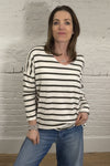 Soft Striped V-Neck Long Sleeve Top