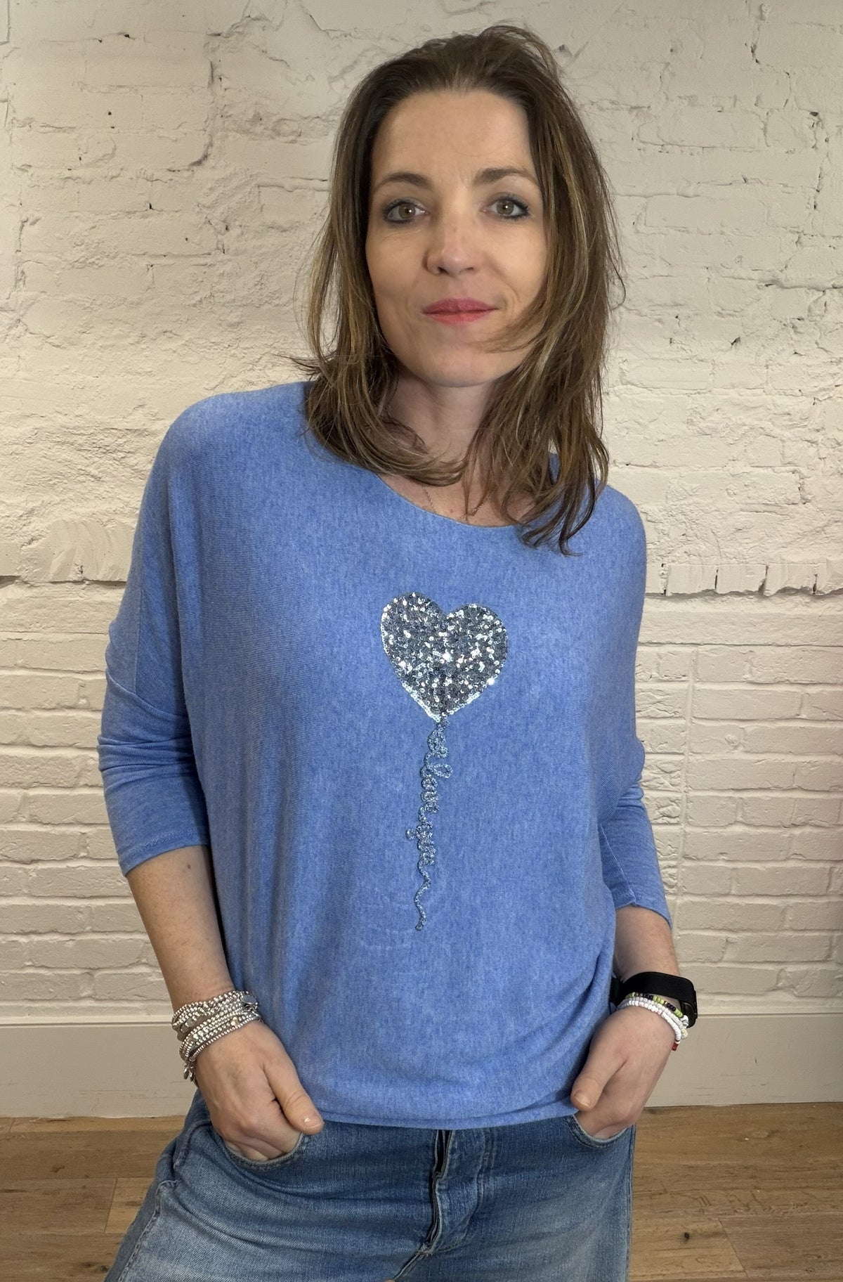 Sequin Balloon Heart Top