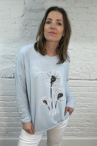 Weicher Strick mit Pusteblumen-Glitzer