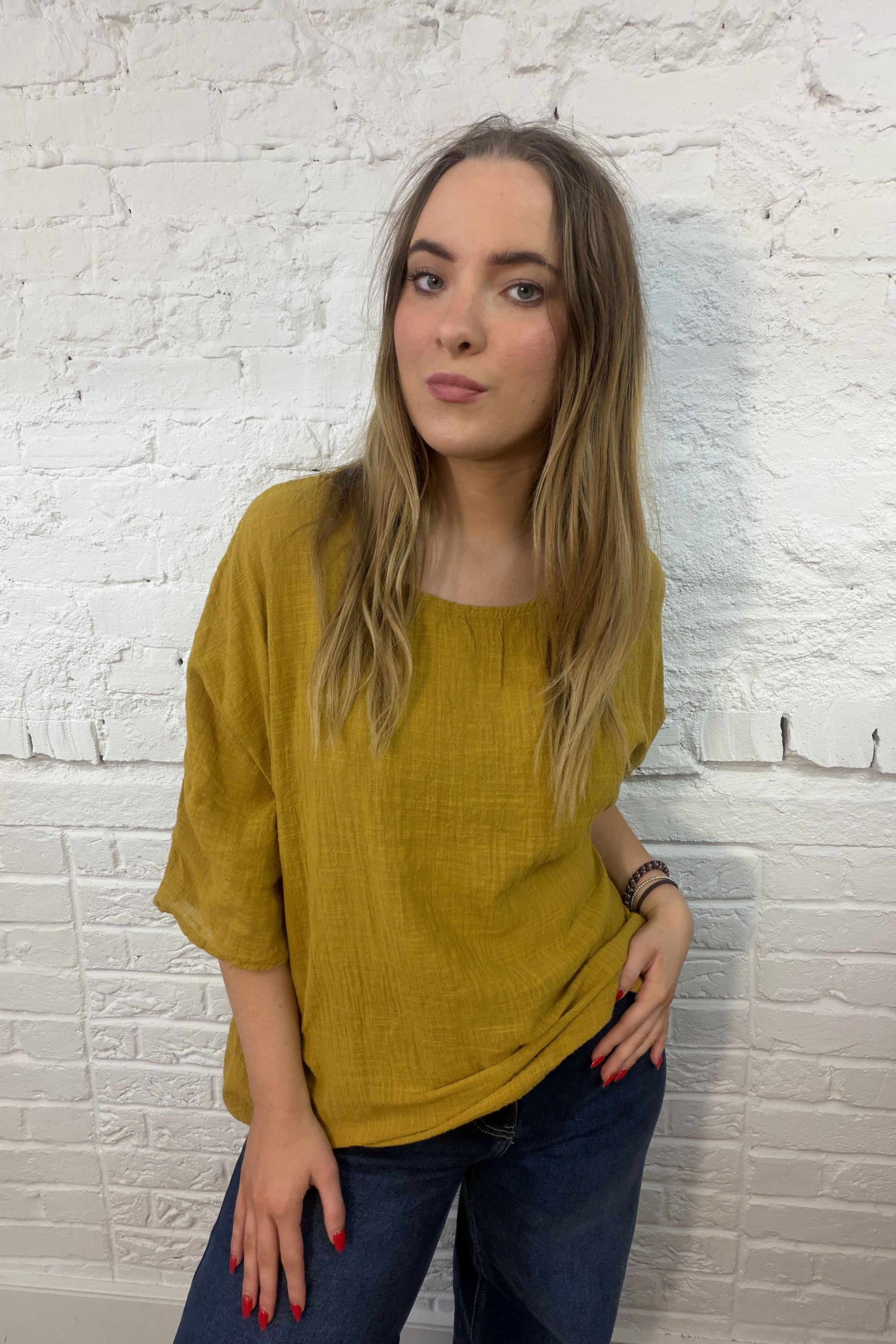 100% Cotton Plain Short Sleeve Top (Larger Fit)