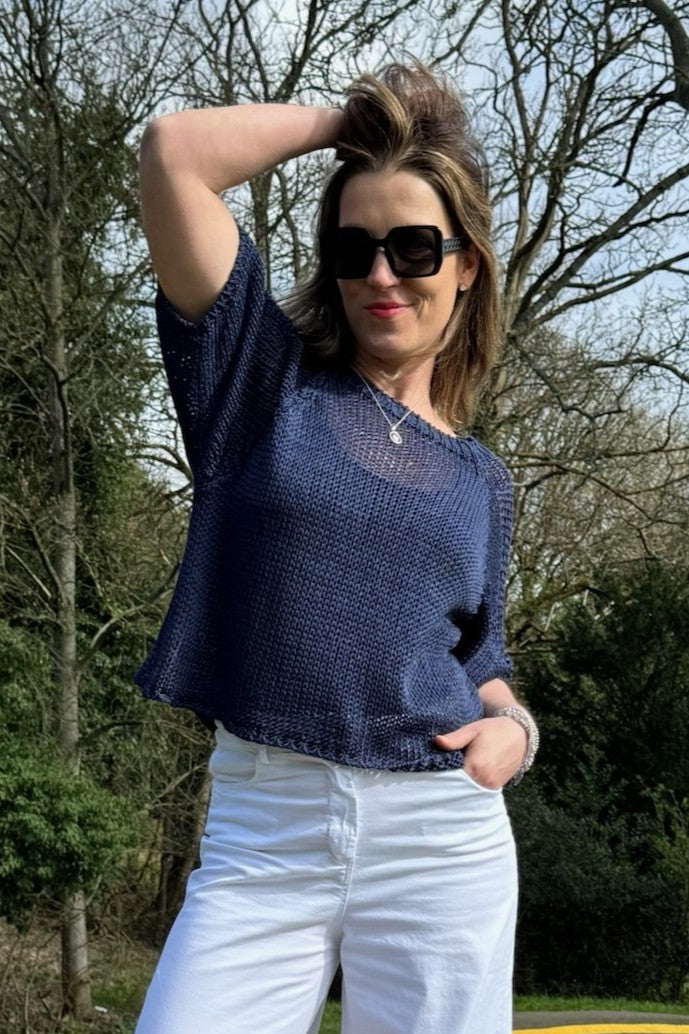 Kiki Cotton Crochet Knit Sweater