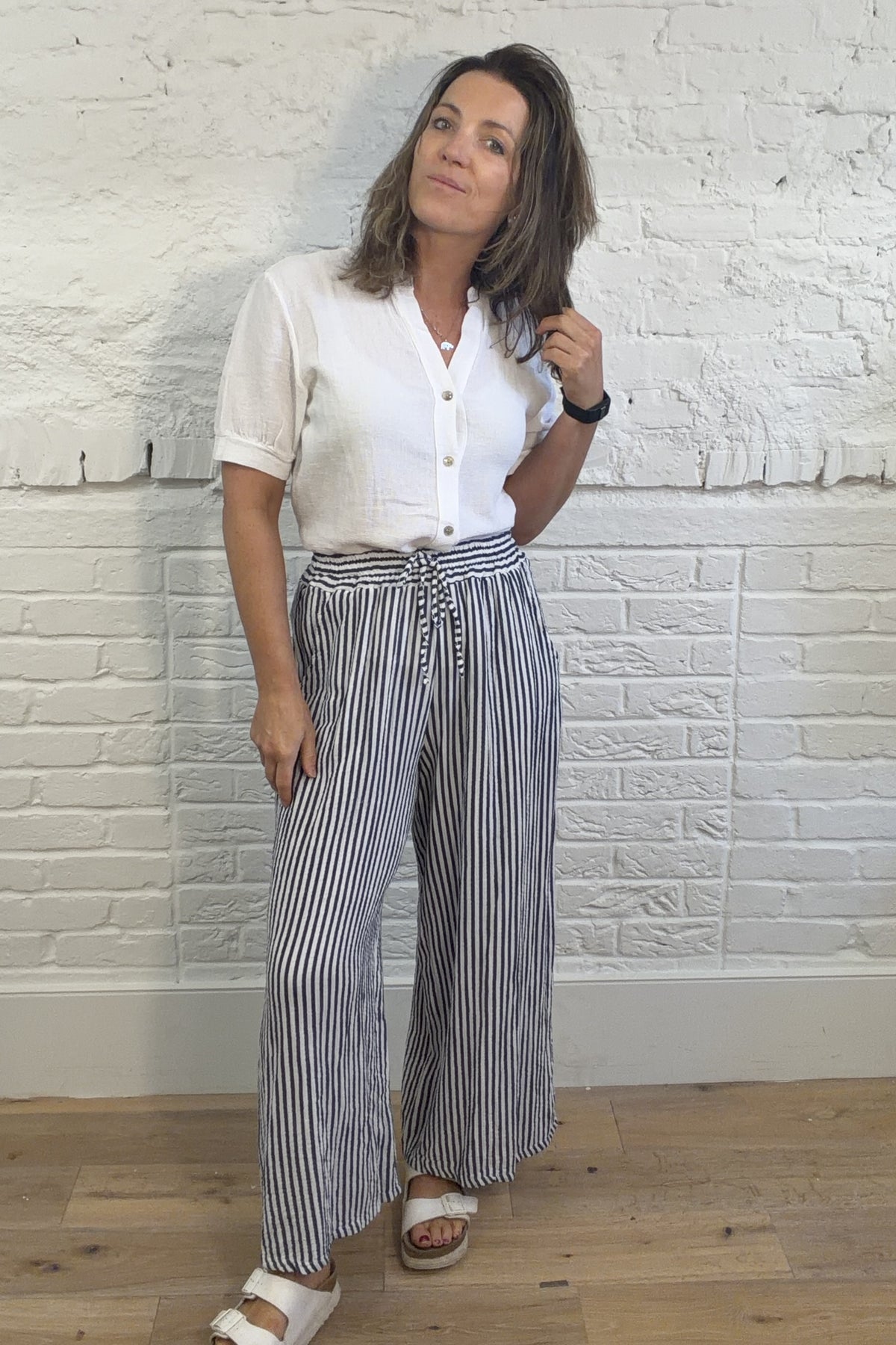 Cleo Striped Wide Leg Trousers