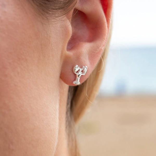 Silver Lobster Stud Earrings
