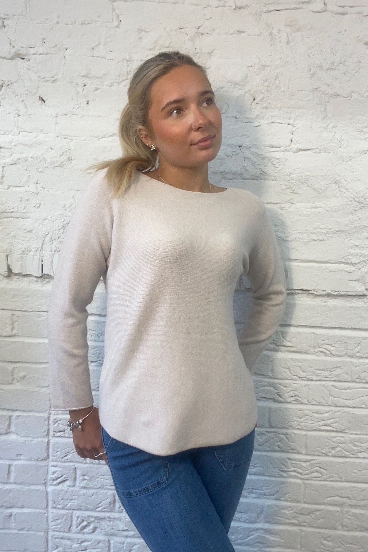 Phoebe Curved Hem Round Neck