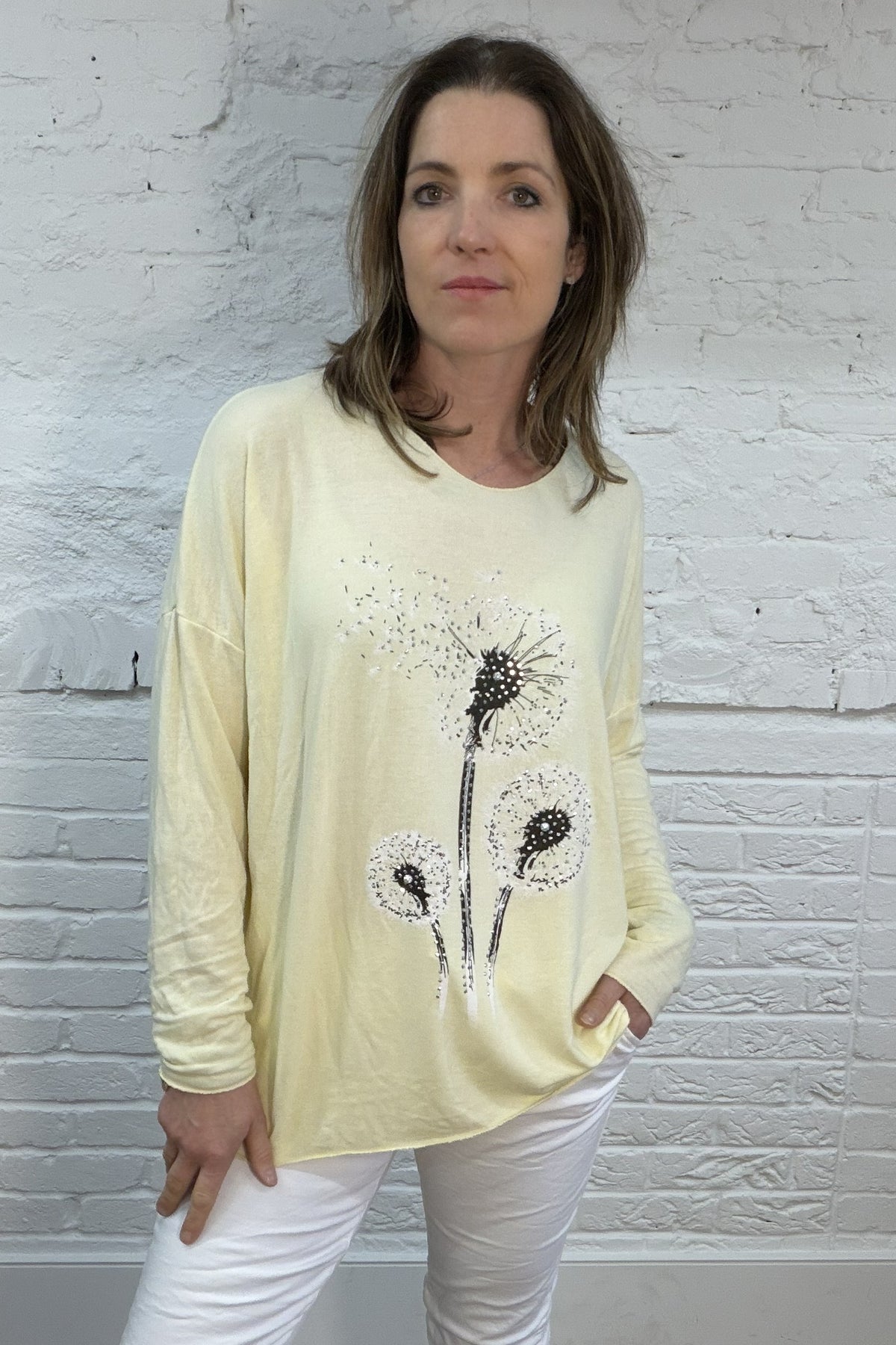 Weicher Strick mit Pusteblumen-Glitzer