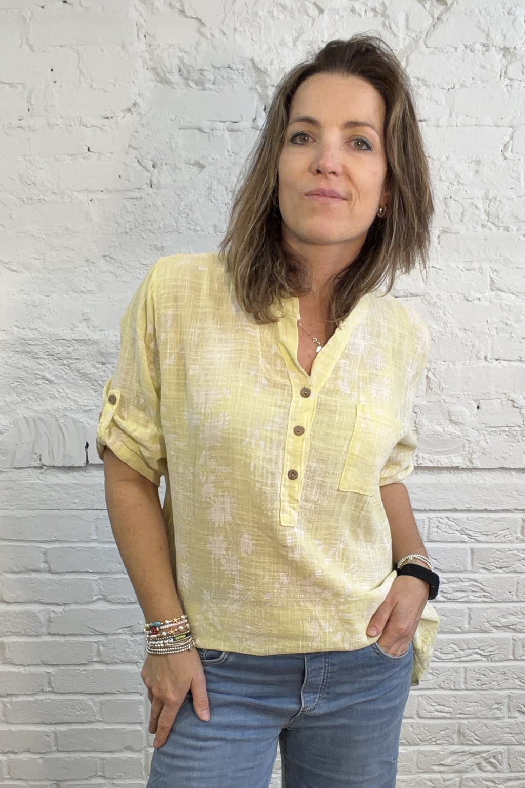 Dandelion Dream Roll-Sleeve Top