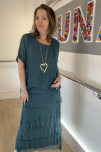 Kleid mit Seiden-Overlay