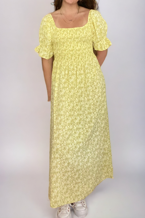 Ditsy Floral Smocked Maxi Dress