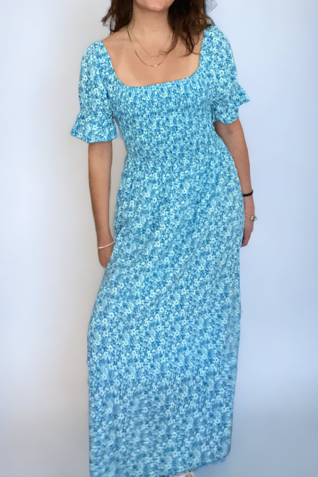 Ditsy Floral Smocked Maxi Dress