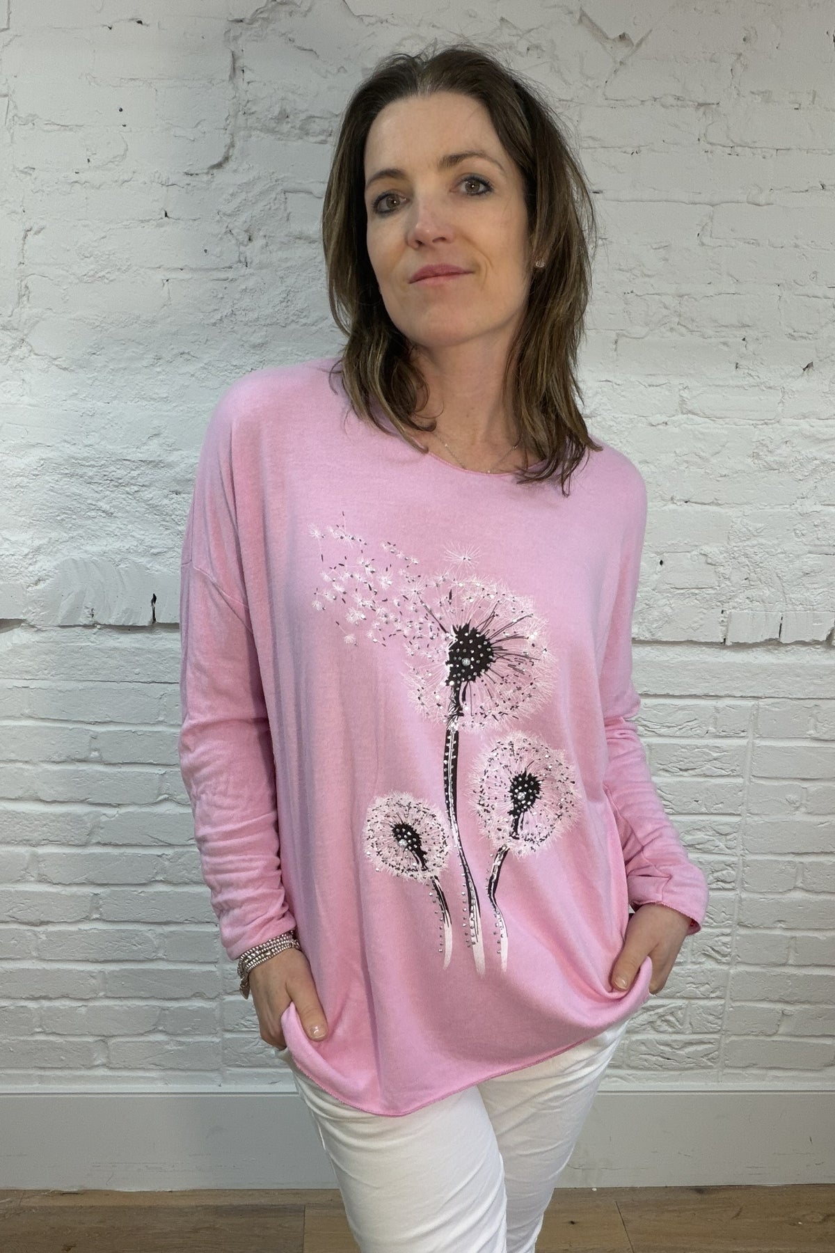 Weicher Strick mit Pusteblumen-Glitzer