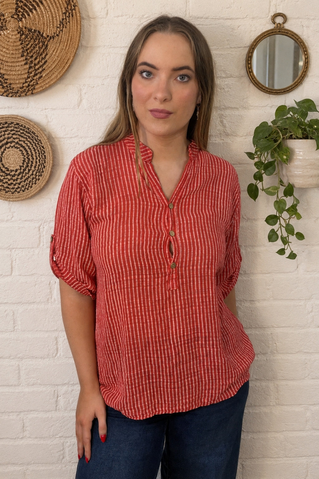 Masie Button Front Top