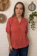 Masie Button Front Top