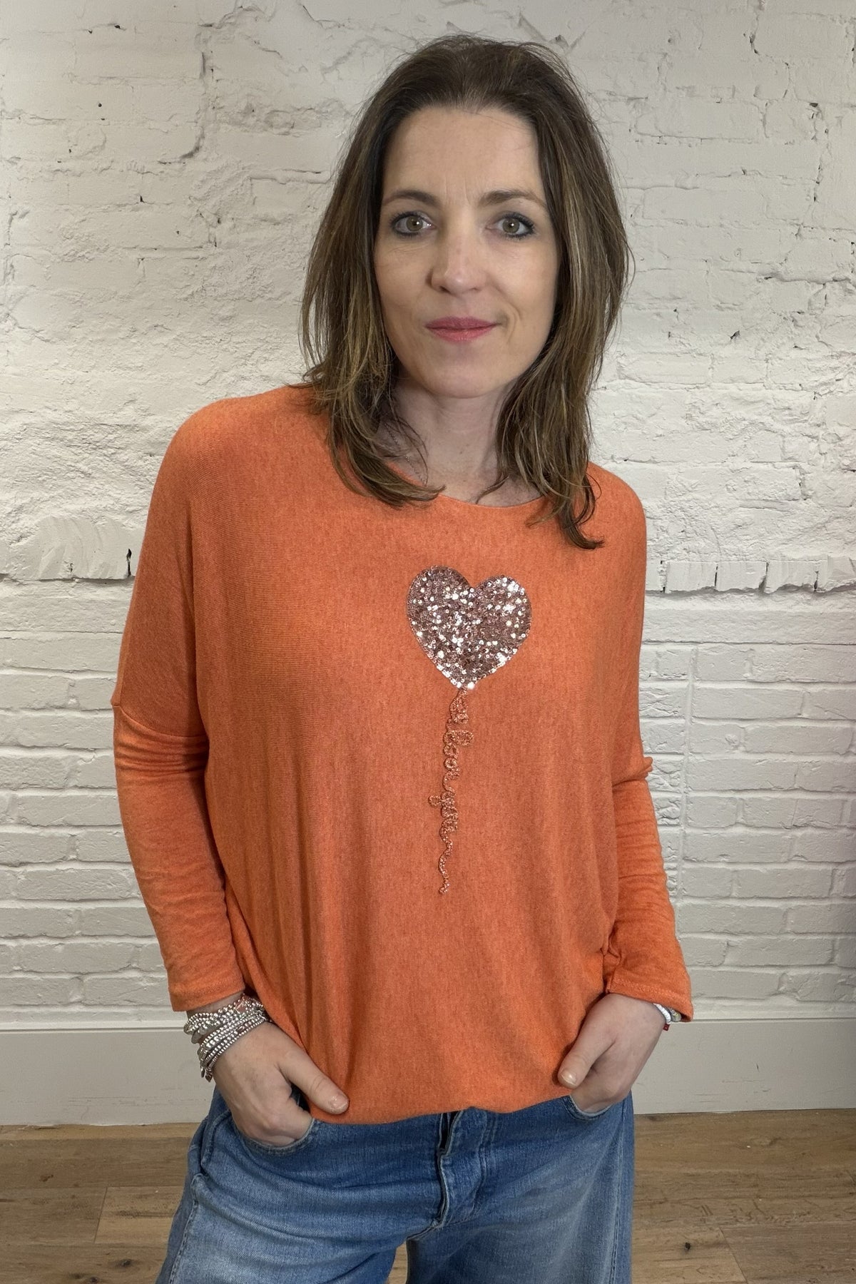 Sequin Balloon Heart Top