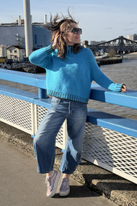 Funnel Neck Contrast Stitch Jumper