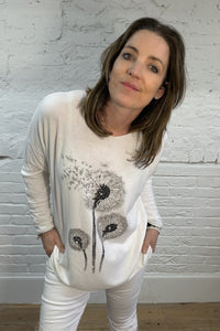 Weicher Strick mit Pusteblumen-Glitzer